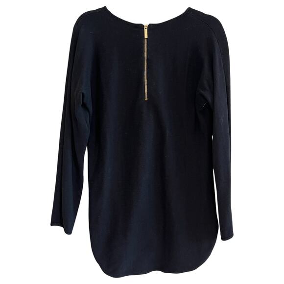Michael Kors MK Gold Back Zipper Knit Tunic Sweater Black Size Small - Picture 2 of 7